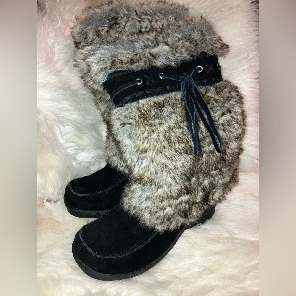 Suede Faux fur NATURALIZER womens wedge mid calf boots - Picture 4 of 15
